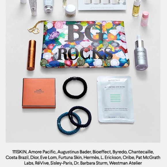 Bergdorf Goodman with Lisa Bayer Exclusive Beauty Filled Pouch Bag BG ROCKS NEW